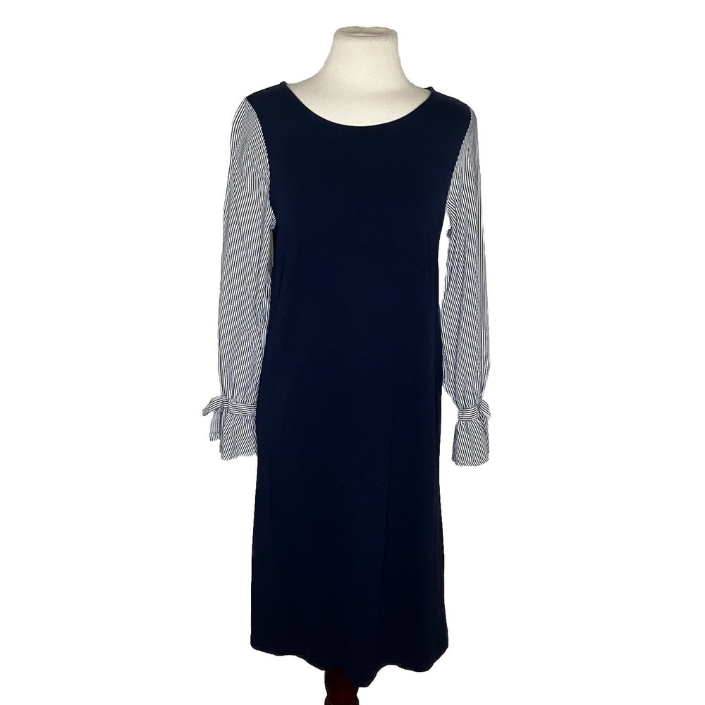 Cottagecore Crown & Ivy Dress Sz S Blue Striped nautical coastal